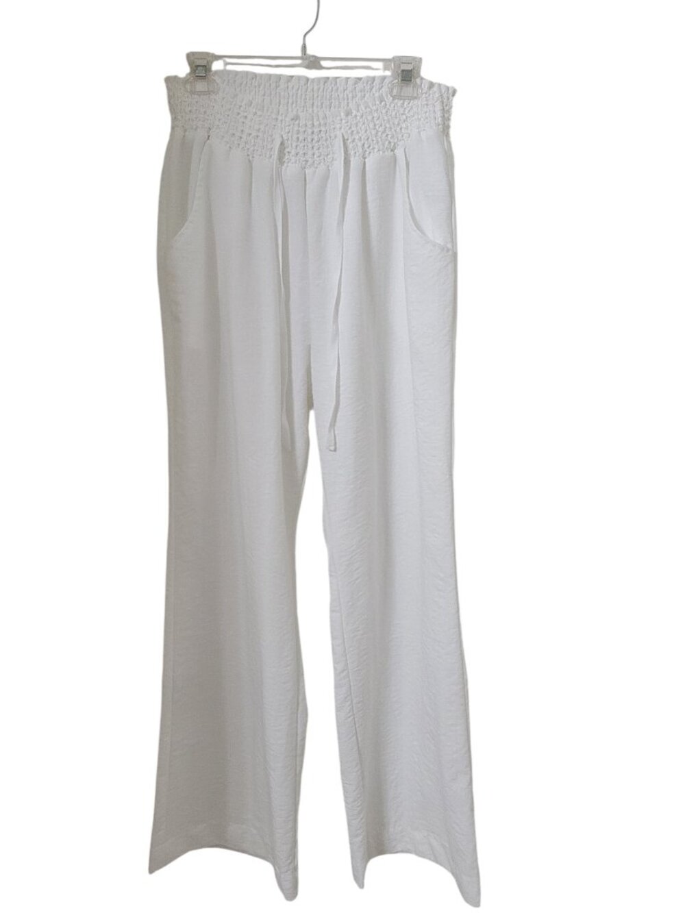 CI SONO Size XL Ivory/Off White Lightweight Straight-Wide Leg Pull-On Pant